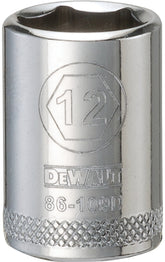 DeWALT DWMT86109OSP Hand Socket, 12 mm Socket, 1/4 in Drive, 6-Point, Vanadium Steel, Polished Chrome